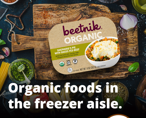 Organic foods in the freezer aisle.