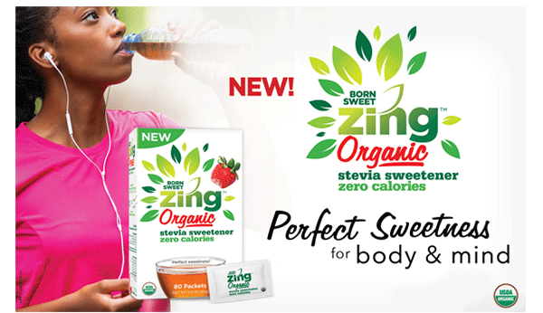 NEW! Born Sweet Zing Organic Stevia Sweetener Zero Calories. Perfect Sweetness for body and mind. USDA Organic.