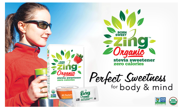 NEW! Born Sweet Zing Organic Stevia Sweetener Zero Calories. Perfect Sweetness for body and mind. USDA Organic.