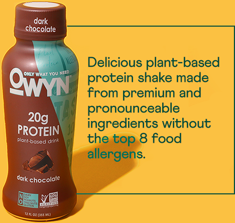 Delicious plant-based protein shake made from premium and pronounceable ingredients without the top 8 food allergens.